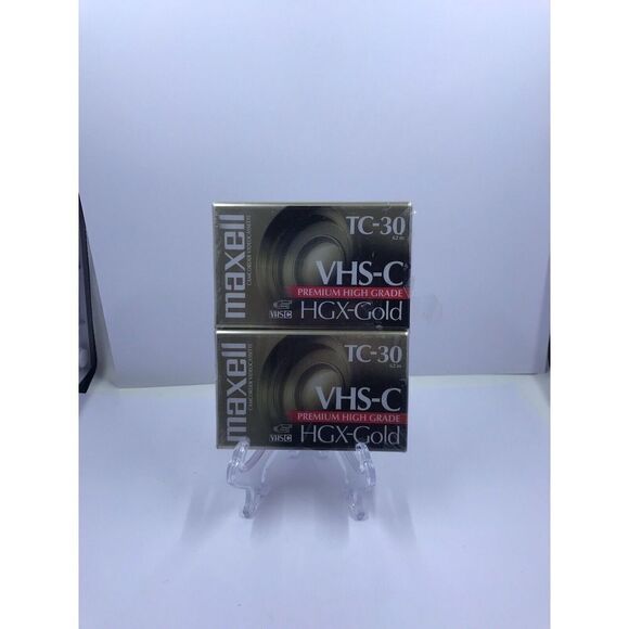Maxell TC-30 HGX-Gold Premium VHS-C High Grade Camcorder Tapes Sealed -Pack Of 2 - Picture 1 of 7